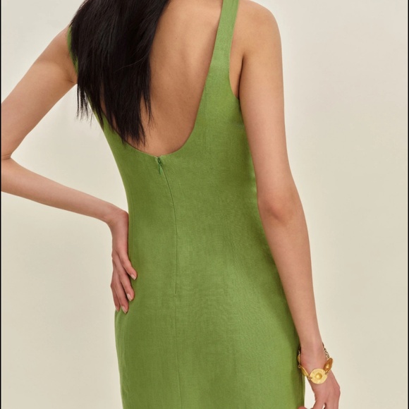 Reformation Belma Linen Dress Green - Size 4 - Picture 3 of 5